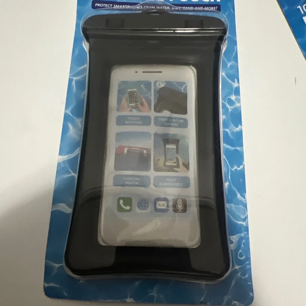 Set Of 2 Waterproof Floating Cell Phone Pouch W/ Strap asking $8 per pair